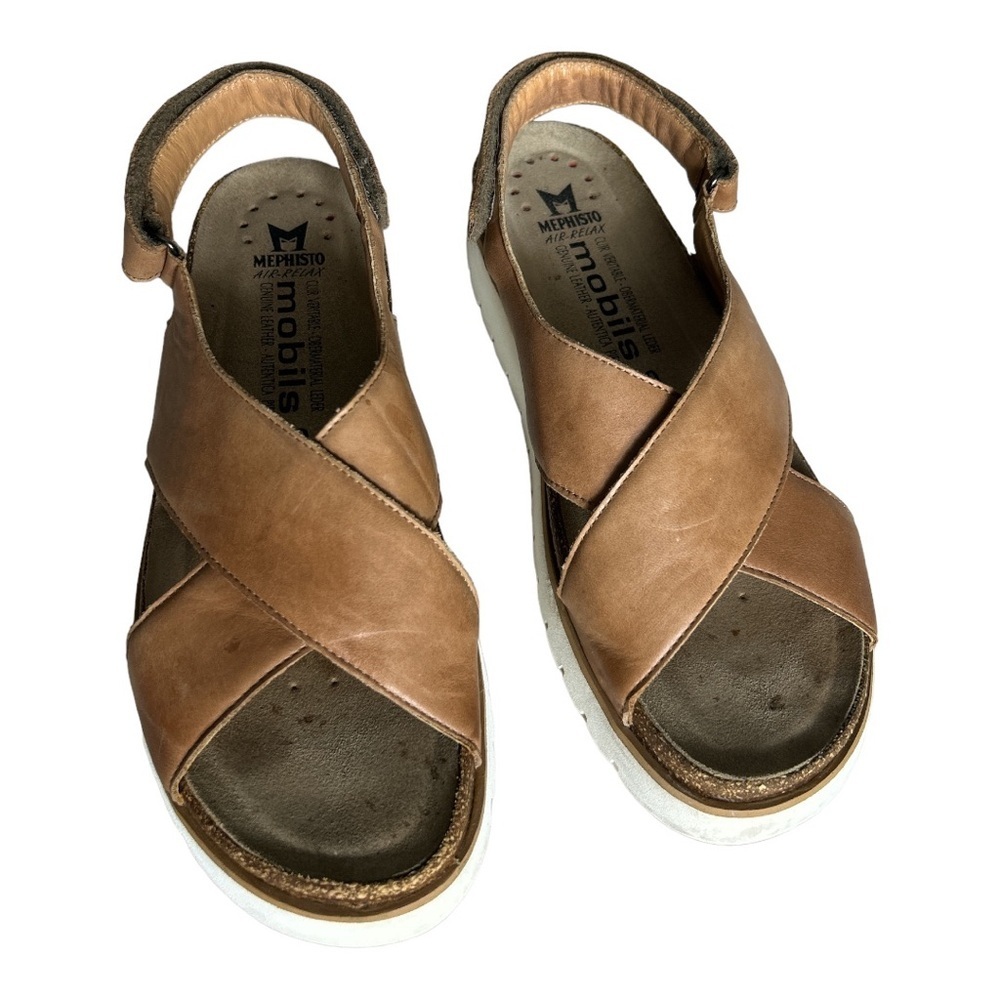 Mephisto Mobils Tally Brown Leather Sandals Size 40